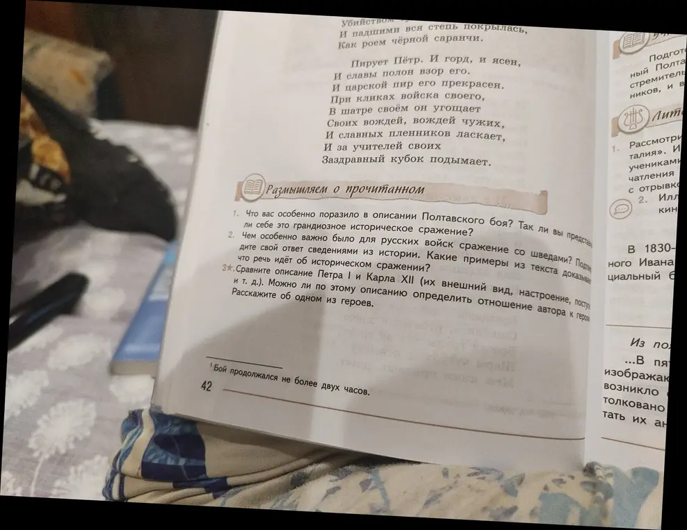 Что особенно поразило тебя в описании Полтавского боя?