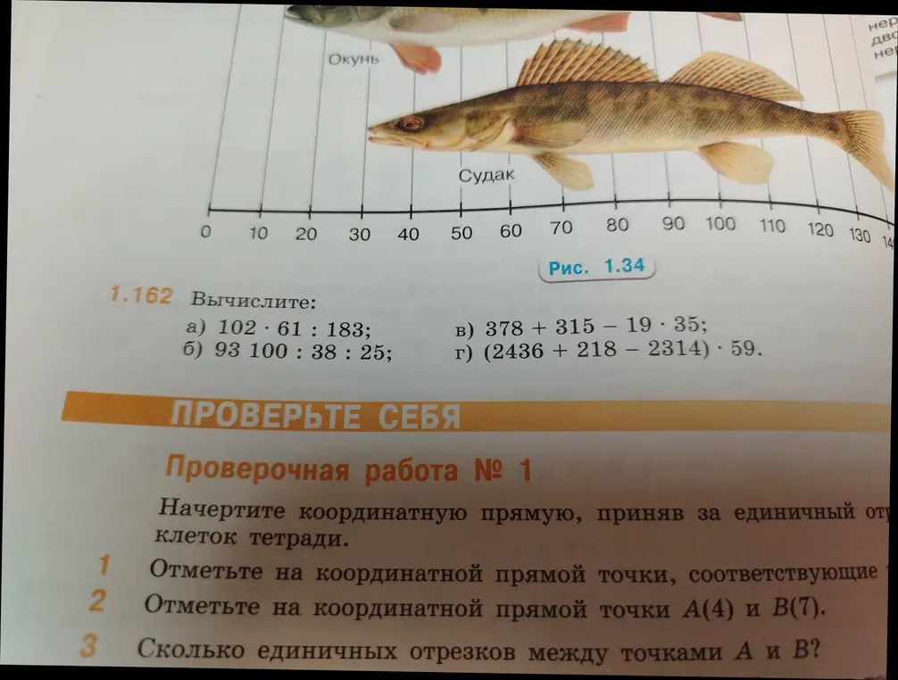 Вычисли значения выражений и отметь точки на координатной прямой