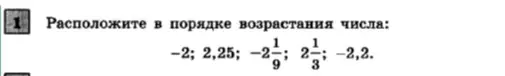 Расположи числа -2; 2,25; -2 1/9; 2 1/3; -2,2 в порядке возрастания