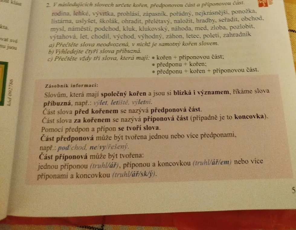 Помоги мне определить корень, приставку и суффикс в словах: rodina, lehké, vývrtka, prohlásí, zápasník, pořádný, nejkrásnější, ponožka, listárna, uslyšet, školák, ohradit, přelétavý, naložit, hradby, seřadit, obchod, mysl, náměstí, podchod, kluk, klukovský, náhoda, med, zloba, pozlobit, výtahová, let, chodil, východ, výhodný, záhon, letec, poleti, zahradnik.