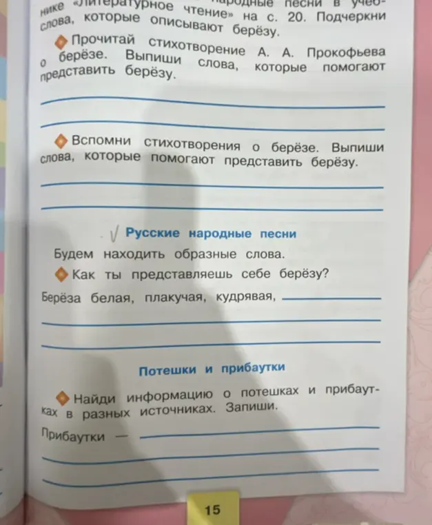 Выпиши слова, которые помогают представить берёзу в стихотворении А. А. Прокофьева.