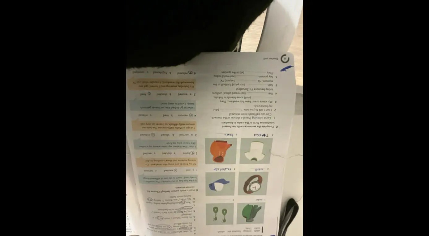 Выполни упражнения на образование Present Continuous и выбор правильного ответа, описывающего чувства человека.