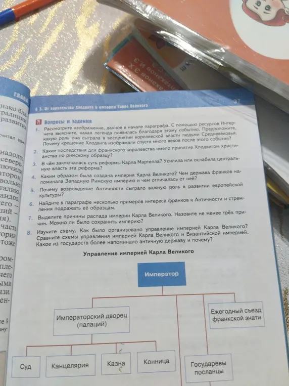 Ответь на вопросы по истории 6 класс про империю Карла Великого