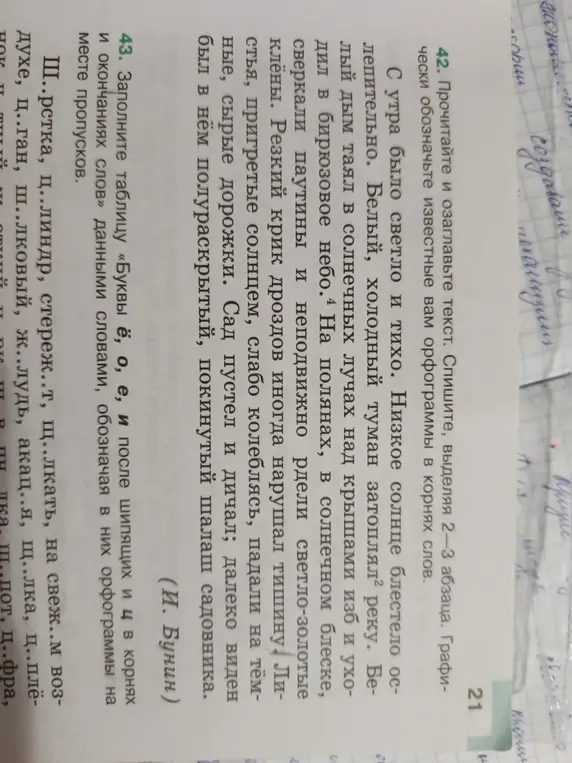 Помоги заполнить таблицу «Буквы ё, о, е, и после шипящих и ц в корнях и окончаниях слов» данными словами