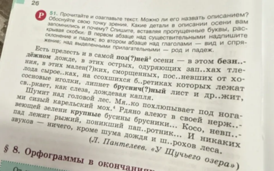 Вставь пропущенные буквы в тексте