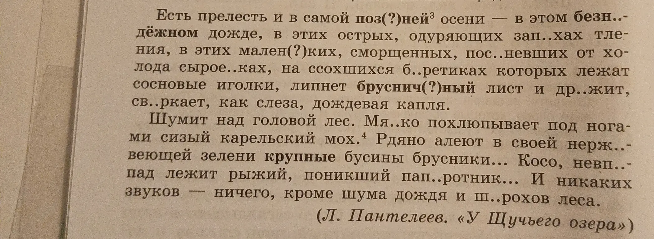 Ты просишь вставить пропущенные буквы в слова в тексте