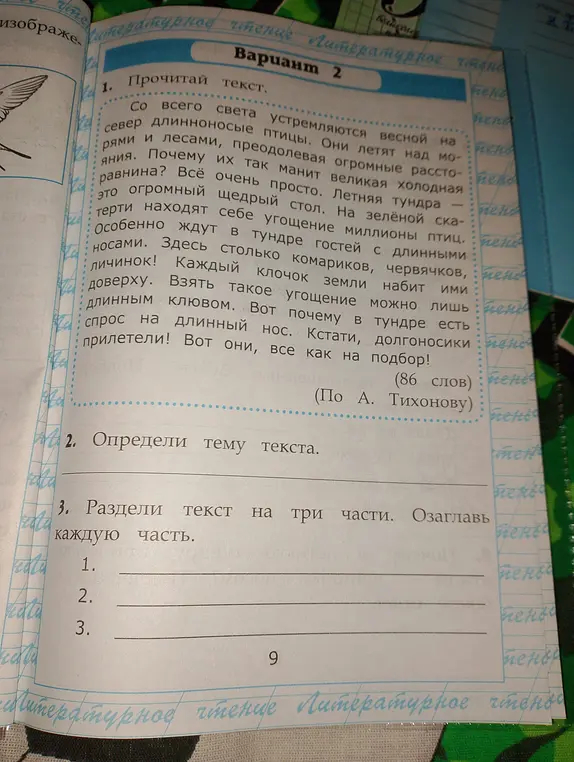 Определи тему текста и раздели текст на три части и озаглавь каждую часть