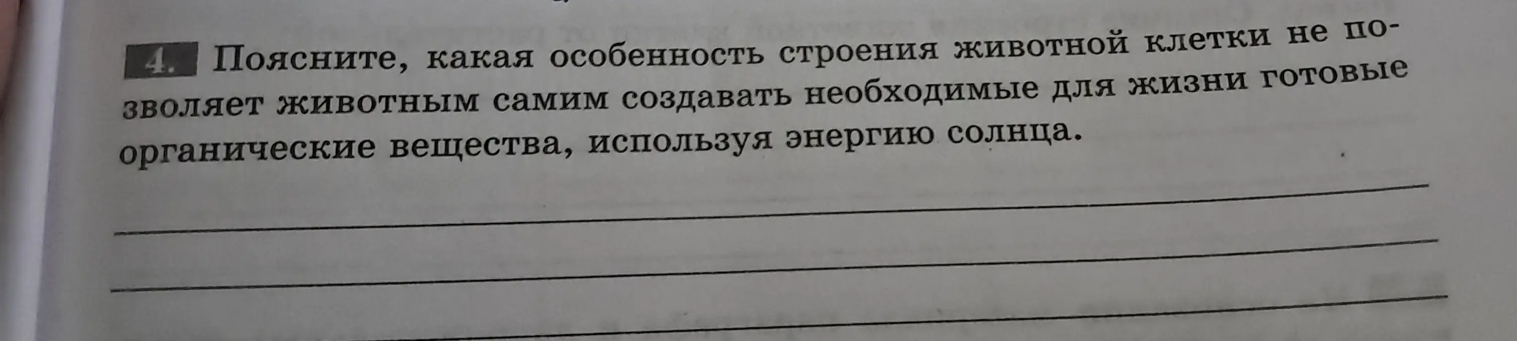 Объясни, какая особенность строения животной клетки не позволяет животным самим создавать необходимые для жизни готовые органические вещества, используя энергию солнца.