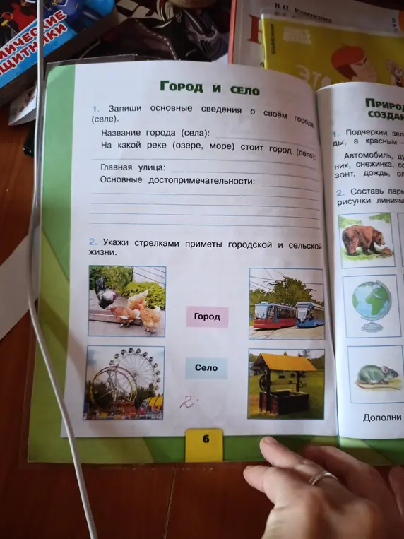 Укажи стрелками приметы городской и сельской жизни