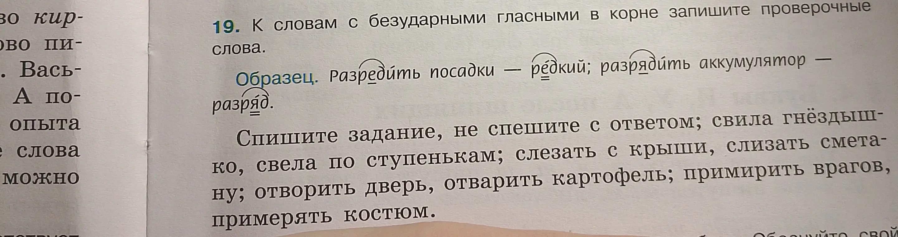 Подбери проверочные слова к словам с безударными гласными в корне: свила гнёздышко