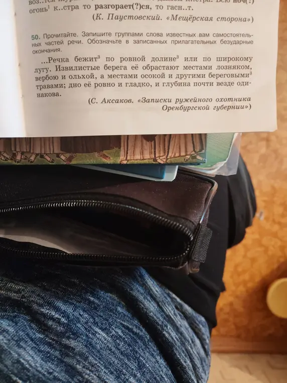 Прочитай текст. Запиши группами слова известных вам самостоятельных частей речи. Обозначь в записанных прилагательных безударные окончания.
