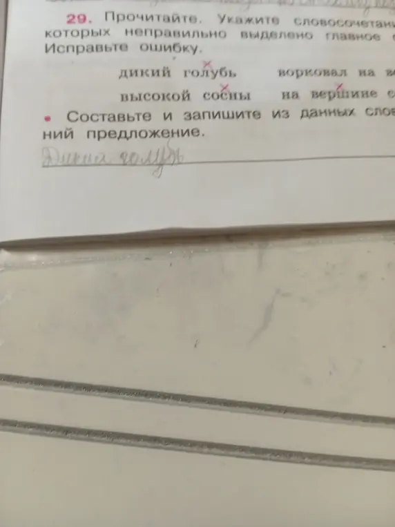 Укажи словосочетания, в которых неправильно выделено главное слово и исправь ошибки