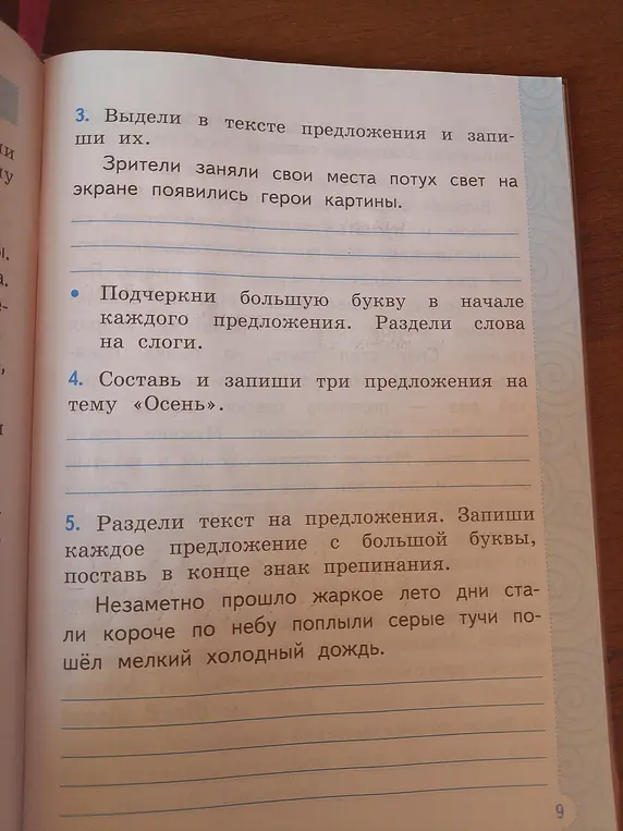 Выдели в тексте предложения и запиши их.