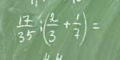 Как решить пример: \frac{17}{35} : (\frac{2}{3} + \frac{1}{7}) = ?