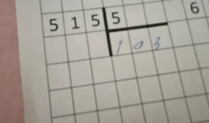 Раздели 515 на 5 столбиком