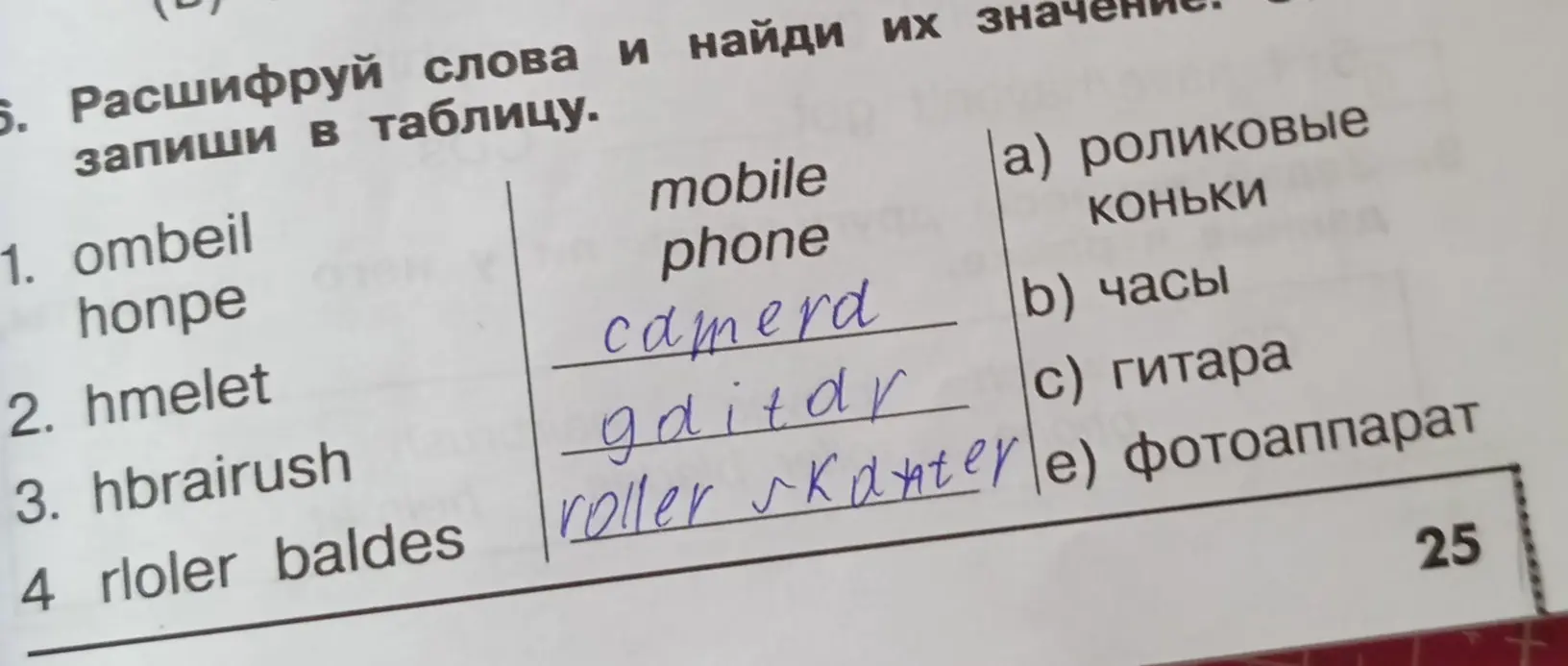 Расшифруй слова и найди их значения: ombeil