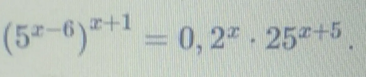 Мне нужно решить уравнение (5x - 6)^(x+1) = 0.2^x * 25^(x+5)