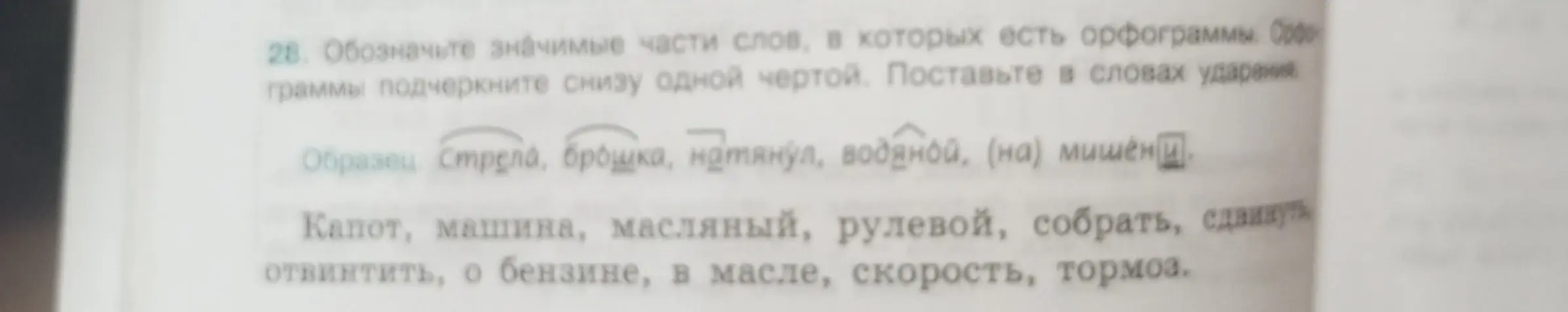 Ты просишь обозначить значимые части слов, в которых есть орфограммы, подчеркнуть орфограммы снизу одной чертой и поставить в словах ударения.