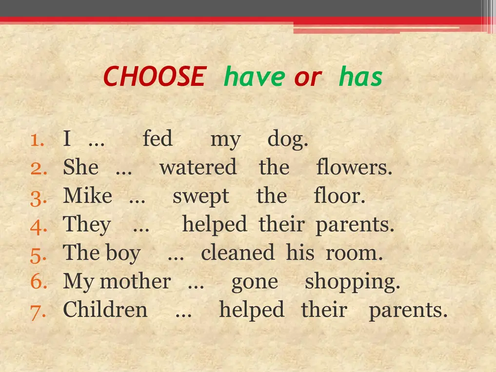 Выбери have или has для предложения 'I ... fed my dog'