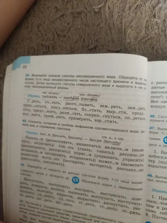 Выполни упражнения 42, 43 и 44 по русскому языку