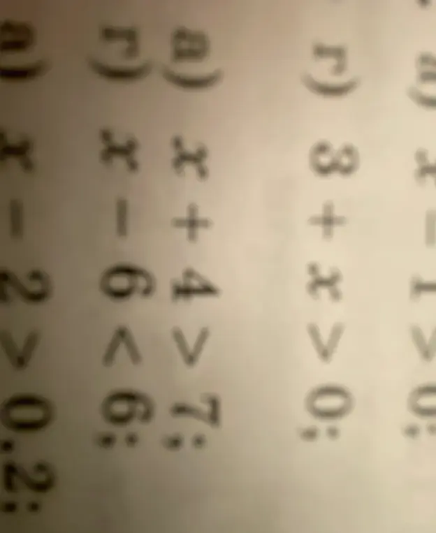 Реши неравенства: 8 + x > 0; x + 4 > 7; х − 6 < 6; x-2> 0.2