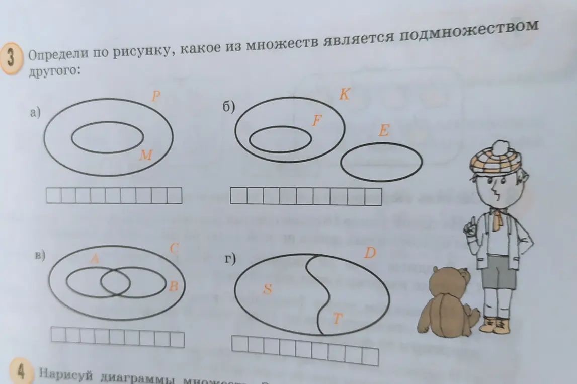Определи по рисунку, какое из множеств является подмножеством другого