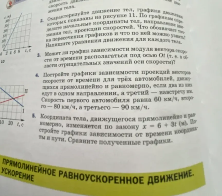 Охарактеризуй движение тел, графики которых показаны на рисунке 11.