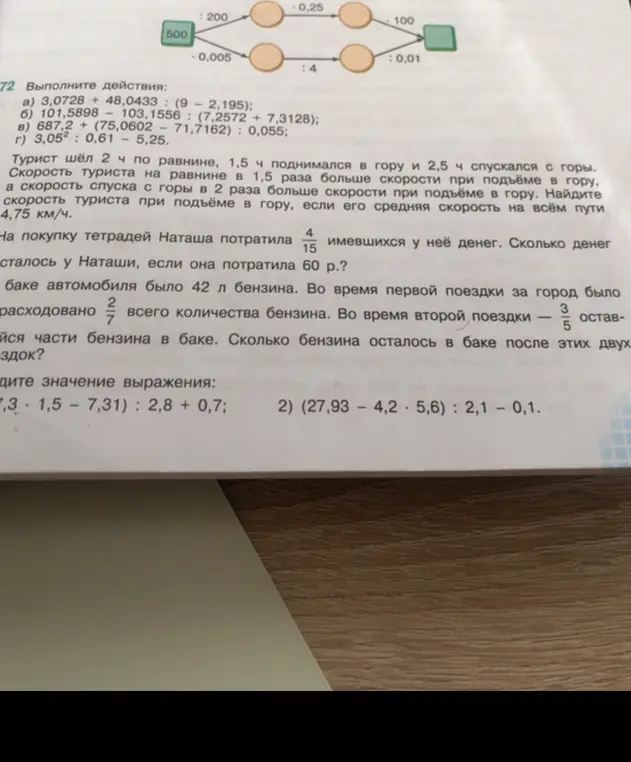 Выполни действия: 3,0728 + 48,0433 (9 - 2,195)