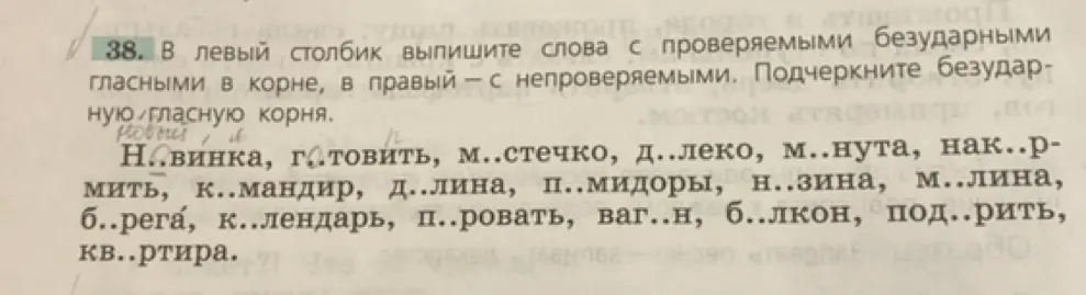 Выпиши слова с проверяемыми и непроверяемыми безударными гласными в корне, подчеркни безударную гласную корня