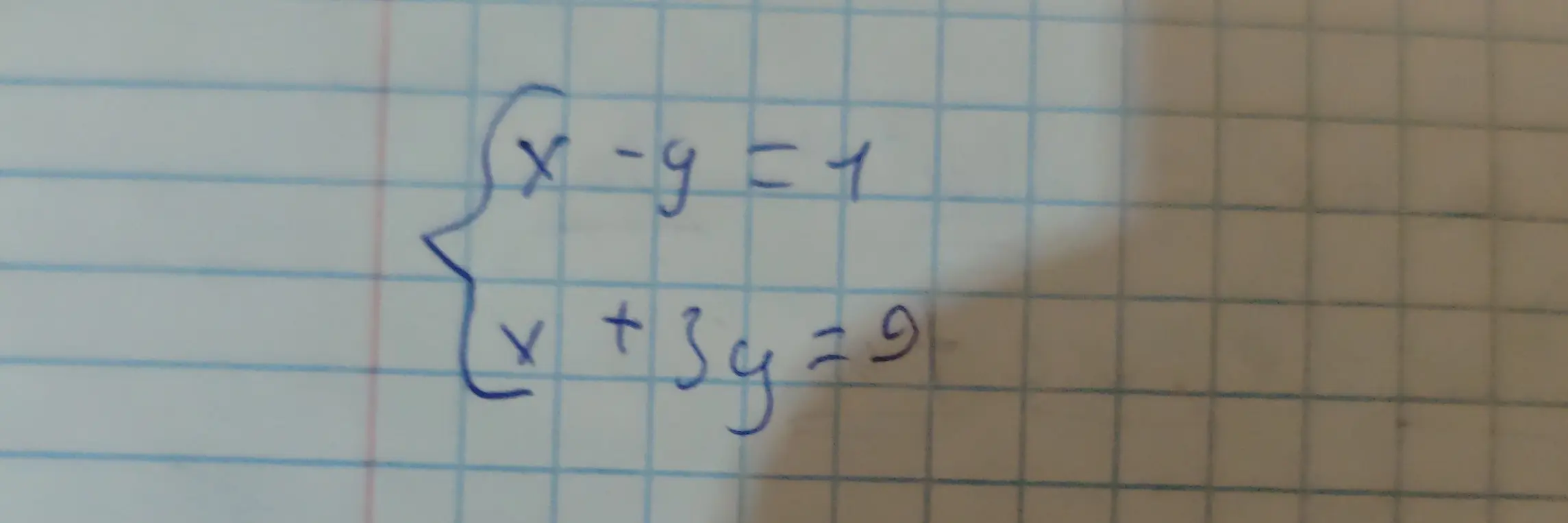 Реши систему уравнений x - y = 1 и x + 3y = 9