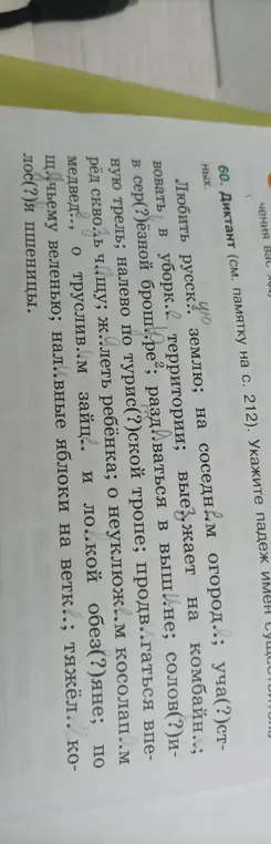 Укажи падеж имён существительных в тексте