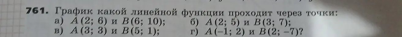 Помоги найти график линейной функции, проходящей через точки А(2; 6) и В (6; 10)