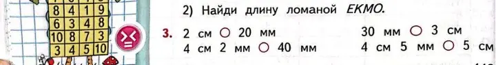 Выбери правильные ответы в задании, где нужно сравнить величины в сантиметрах и миллиметрах