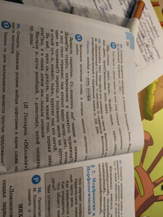 Предложи, как выполнить задания 34, 35 и 36 по русскому языку.