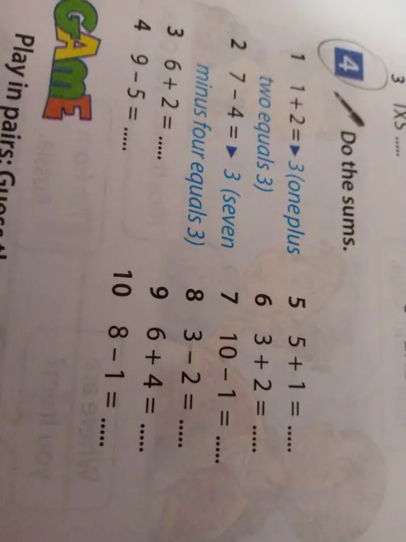 Реши примеры на сложение и вычитание: 5 + 1 = ... 