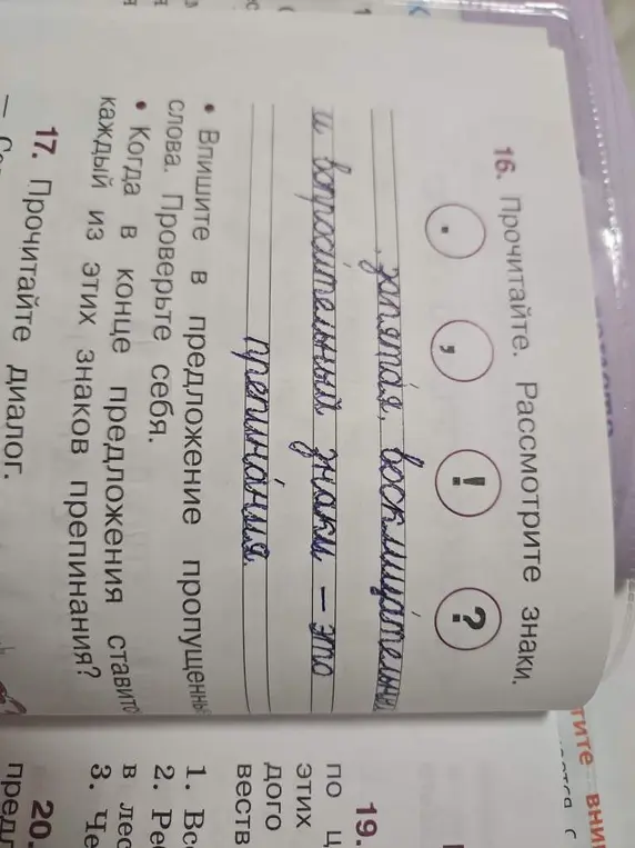 Объясни, что такое запятая, восклицательный и вопросительный знаки.