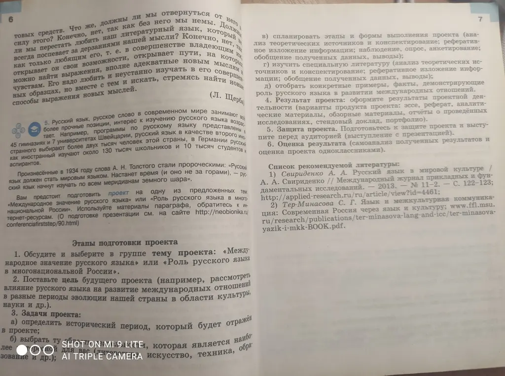 Составь проект по русскому языку для 9 класса по плану из 5 задания