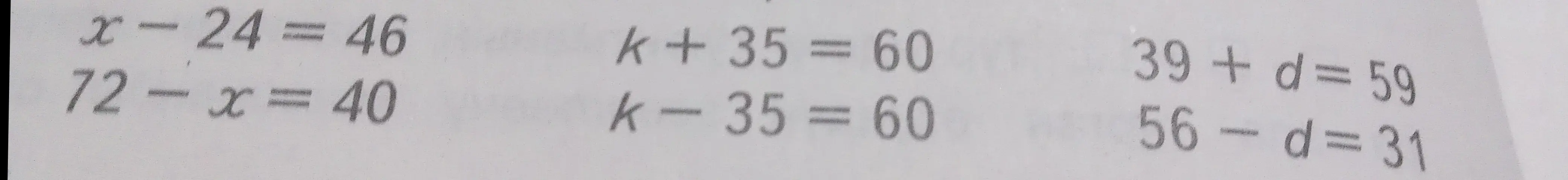 Реши уравнения: x-24 = 46