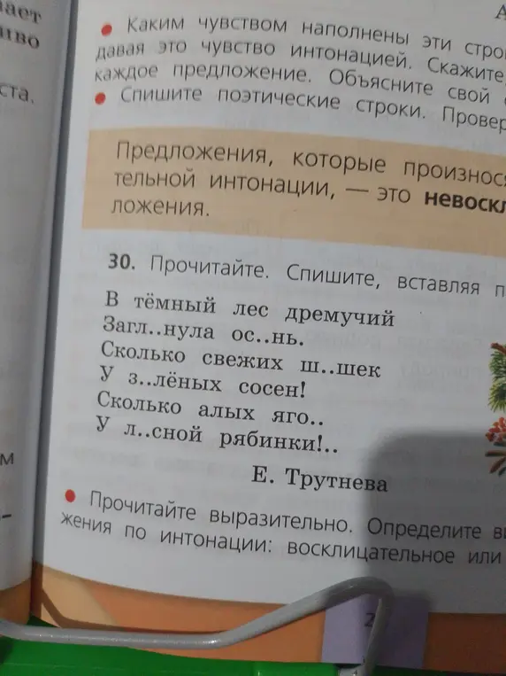 Прочитай выразительно и определи вид каждого предложения по интонации: восклицательное или невосклицательное