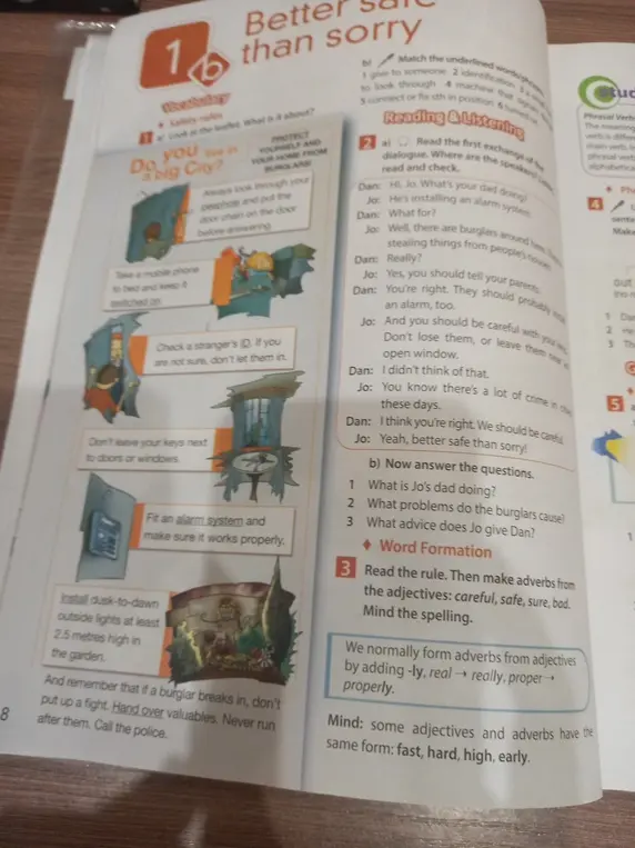 Прочитай правило. Затем составь наречия из прилагательных: careful, safe, sure, bad.