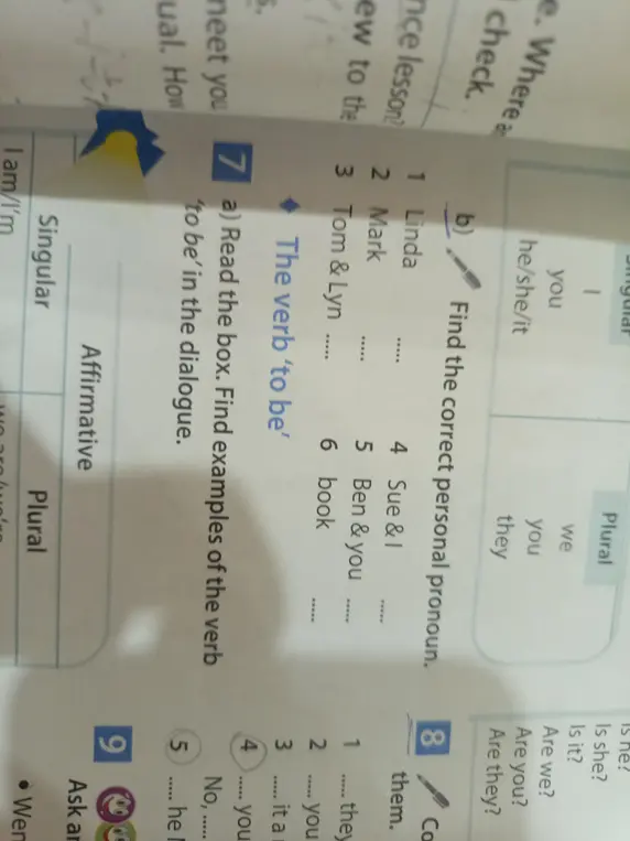 Помоги подобрать правильное личное местоимение к словам из упражнения 7b