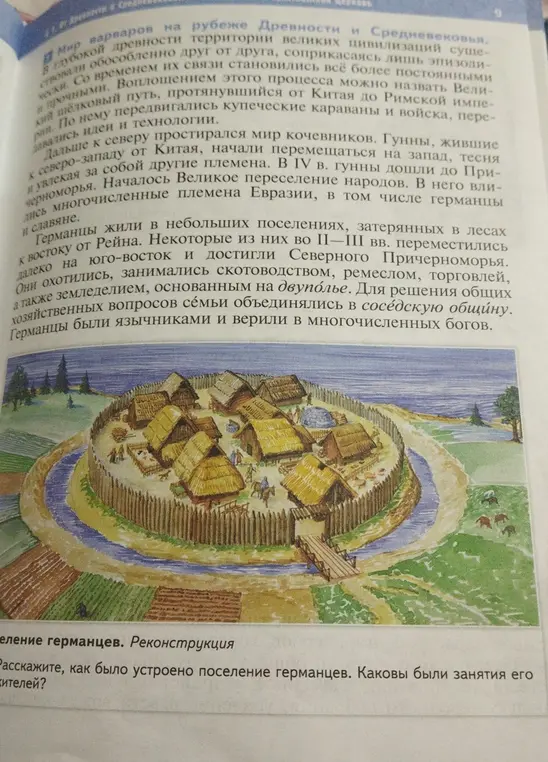 Расскажи, как было устроено поселение германцев и каковы были занятия его жителей
