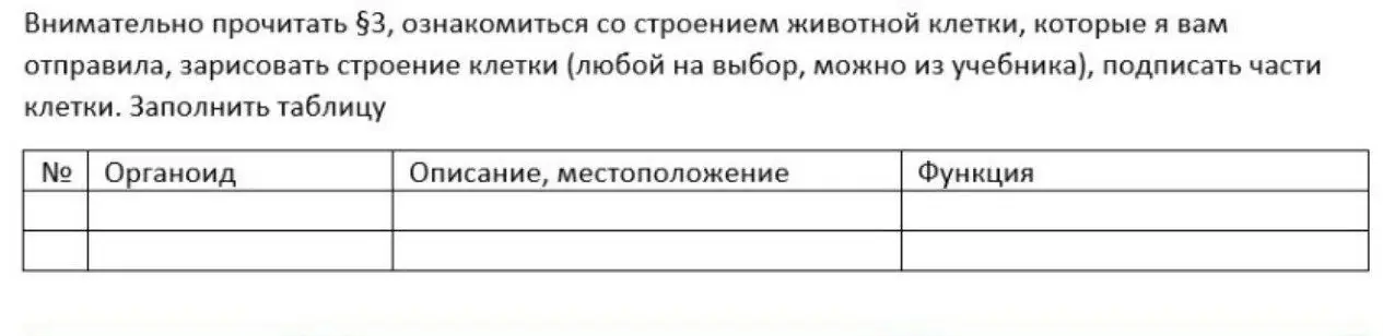 Можешь помочь мне заполнить таблицу про органоиды клетки?