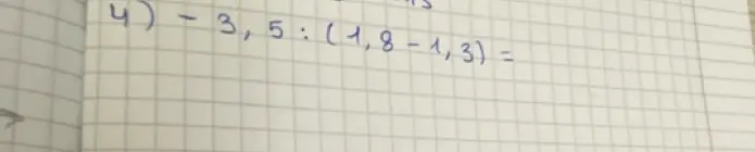 Реши пример -3,5 : (1,8 -1,3)