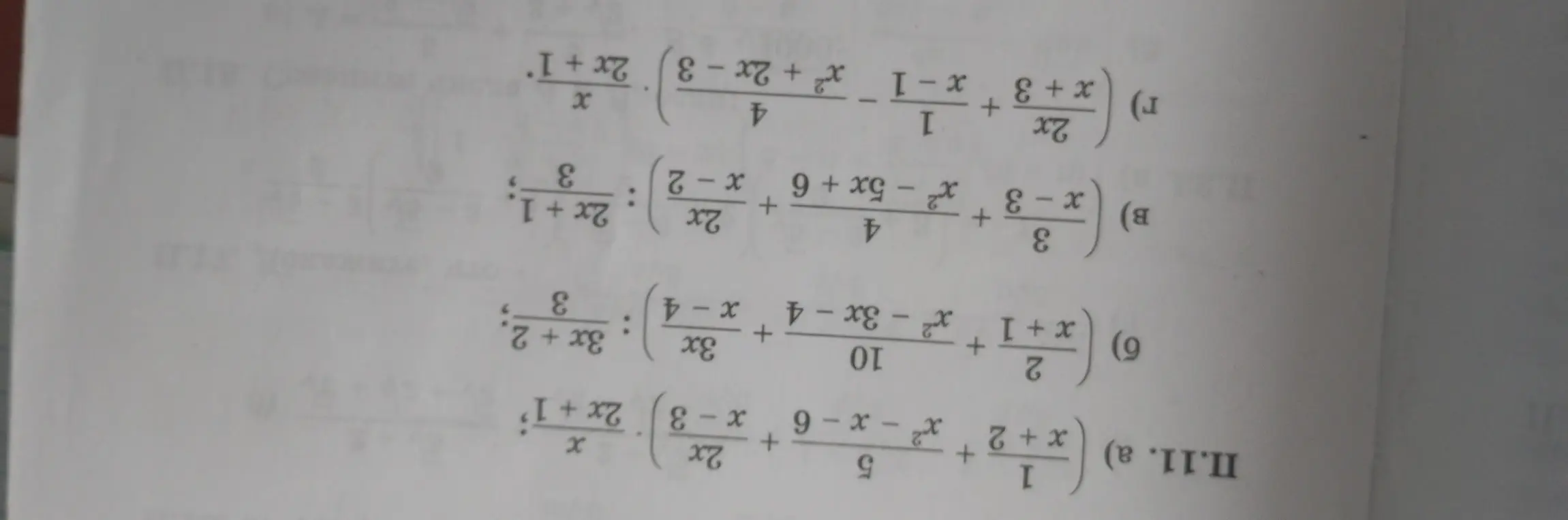 Объясни, как упростить алгебраические выражения (\frac{x+2}{1} + \frac{x^2-x-6}{5}) \cdot \frac{x}{2x+1}