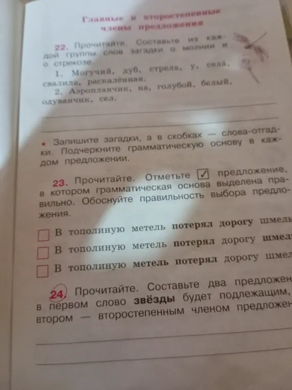 Составь из каждой группы слов загадки о молнии и о стрекозе