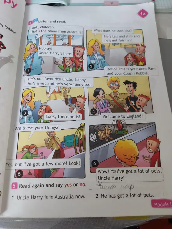 Скажи yes или no на утверждение 'Uncle Harry is in Australia now'