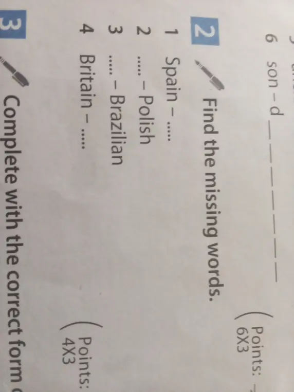Найди пропущенные слова в заданиях 1-4 и заполни пропуски в заданиях 5 и 6