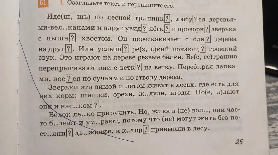 Озаглавь текст и перепиши его.