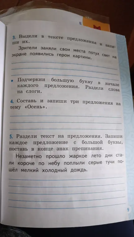 Выдели в тексте предложения и запиши их.